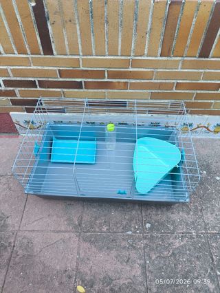 Jaula conejos azul y gris