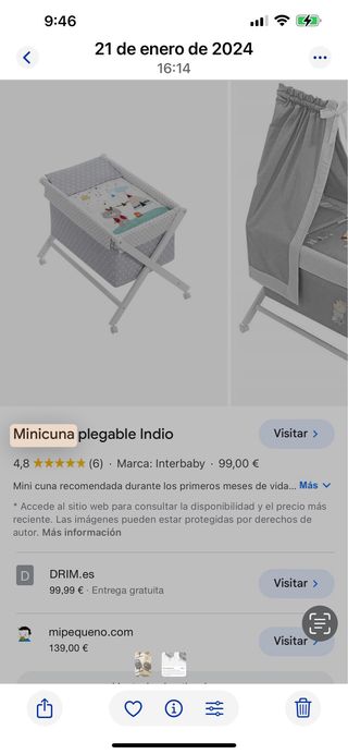 Minicuna plegable bebé