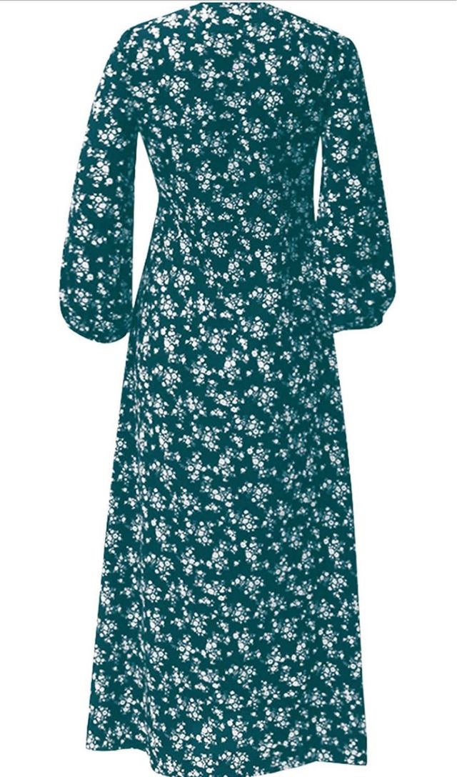 Vestido largo estampado - Verde azulado