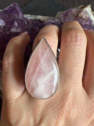Anillo cuarzo rosa plata