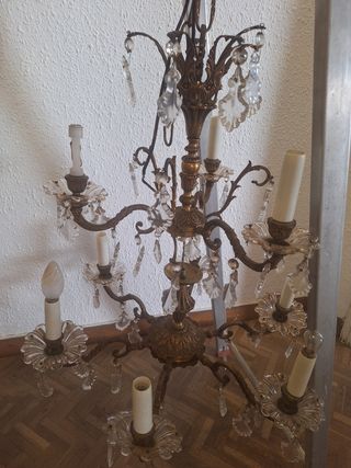 Lampara antigua bronce - Cristal