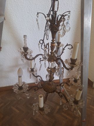 Lampara antigua bronce - Cristal