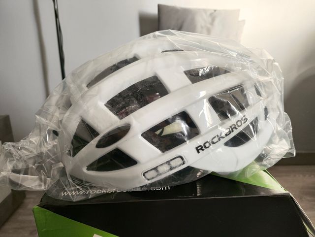 Casco bici Rockbros blanco Luz delantera Nuevo