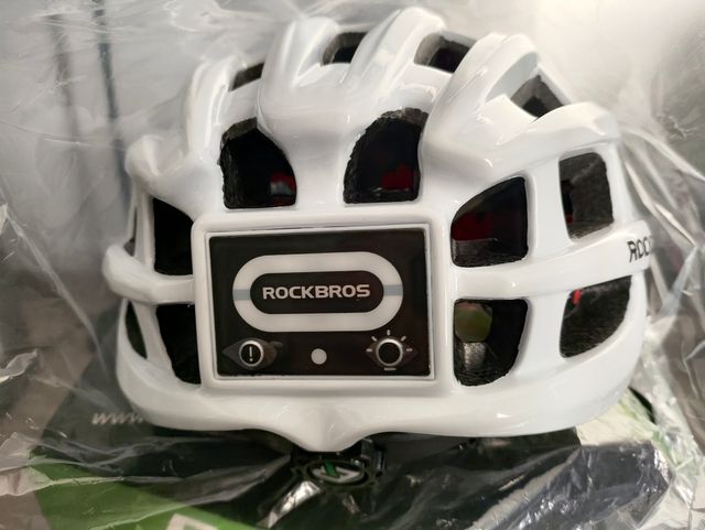Casco bici Rockbros blanco Luz delantera Nuevo