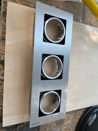 Tira focos techo 3 luces aluminio, 7 unidades