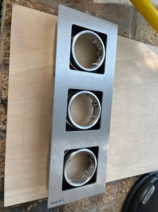 Tira focos techo 3 luces aluminio, 7 unidades