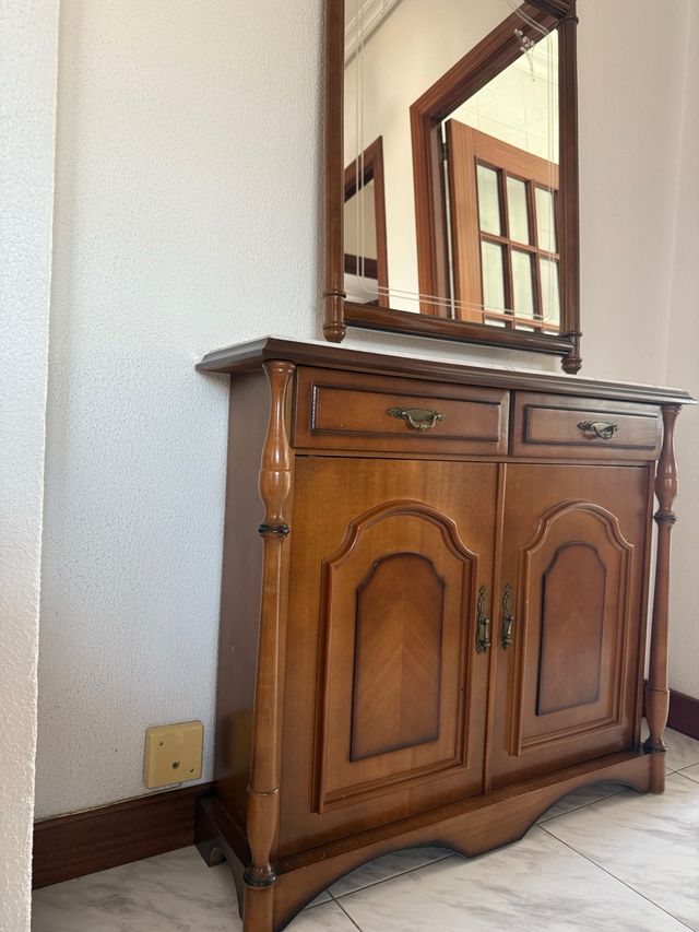 Mueble recibidor madera-mármol