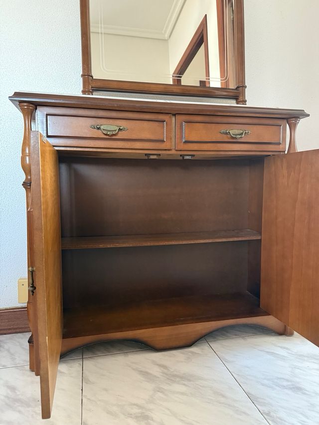 Mueble recibidor madera-mármol