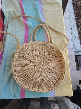 Bolso paja beige redondo