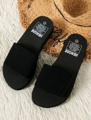 Sandalias planas negras mujer