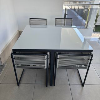 Mesa terraza cristal - 4 sillas