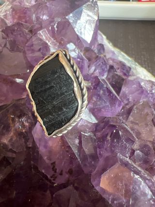 Anillo Turmalina Negra Plata