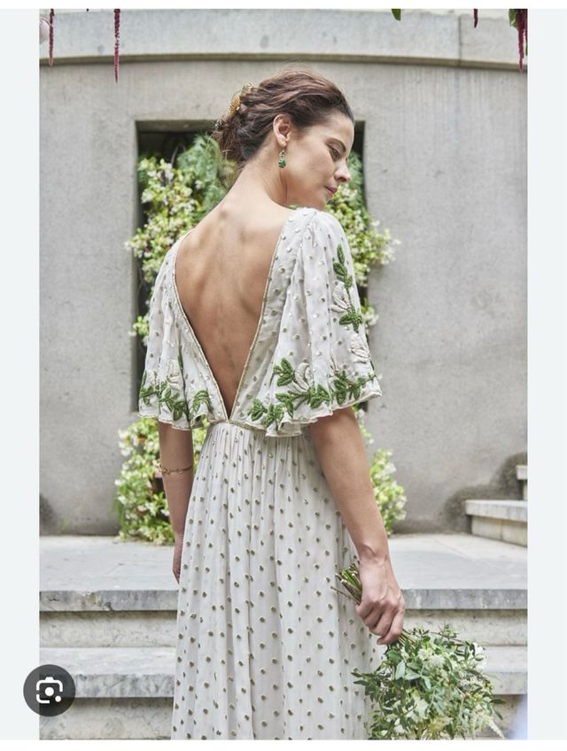 Vestido Hoss Intropia beige y dorado