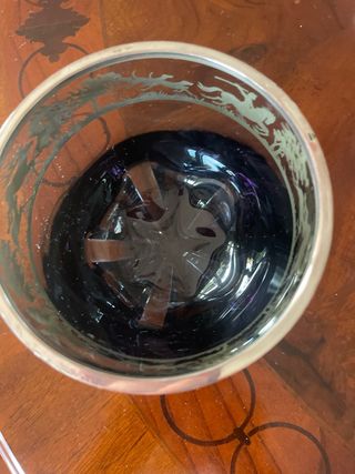 Juego vasos cubitera cristal azul y plata