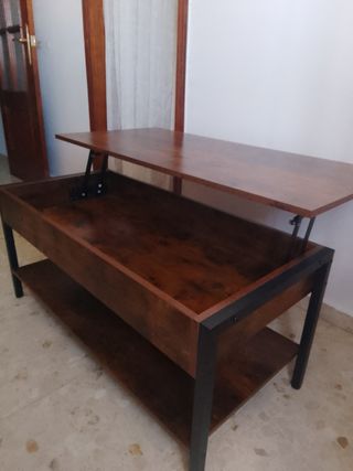 Mesa elevable con almacenaje