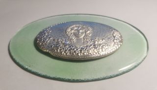 Scultura Quadretto argento Madonna vetro