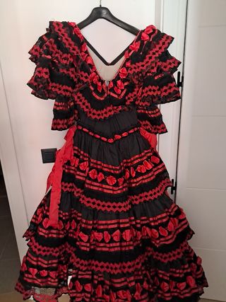 Traje Flamenca Rojo-Negro