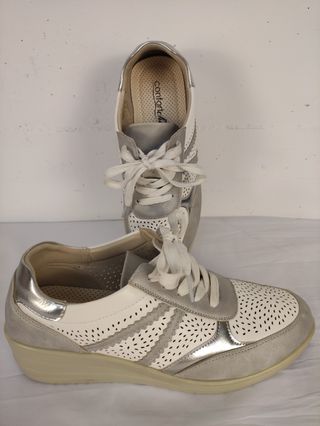 Sneakers sportive donna, argento-bianco