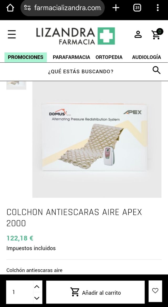 Colchón antiescaras Apex 2000