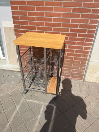 Carro auxiliar cocina metal madera