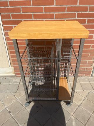 Carro auxiliar cocina metal madera