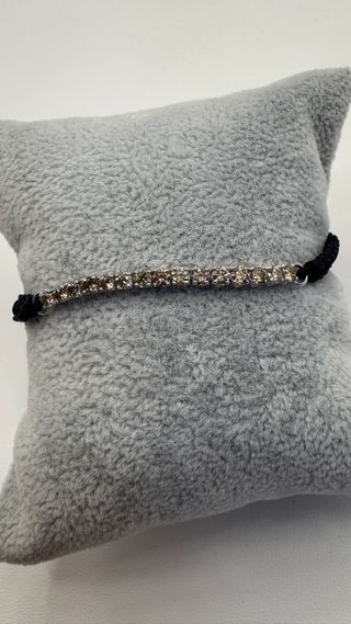 Pulsera macramé y oro 18k diamantes champagne