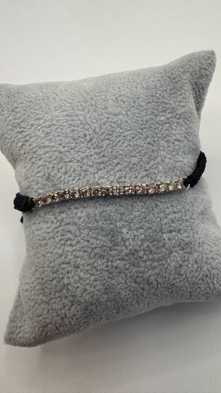 Pulsera macramé y oro 18k diamantes champagne