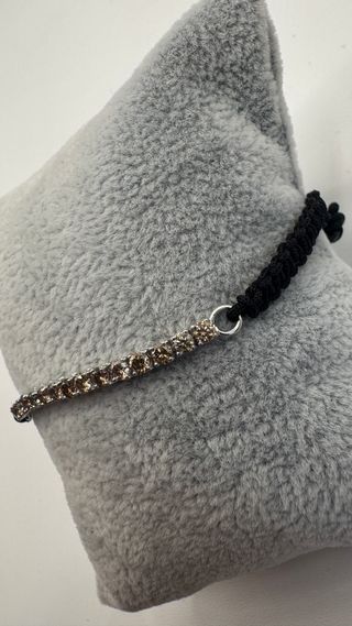 Pulsera macramé y oro 18k diamantes champagne