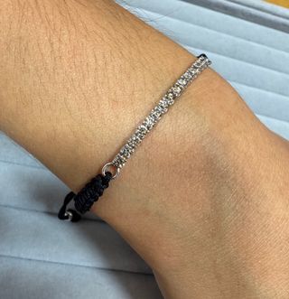 Pulsera macramé y oro 18k diamantes champagne