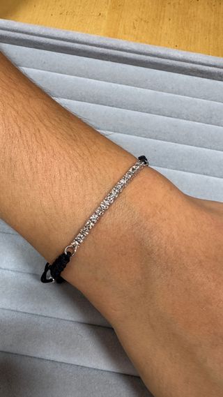 Pulsera macramé y oro 18k diamantes champagne