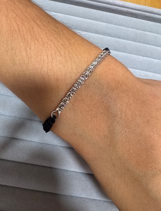 Pulsera macramé y oro 18k diamantes champagne