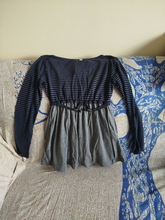 Superdry - Camiseta rayas azul gris