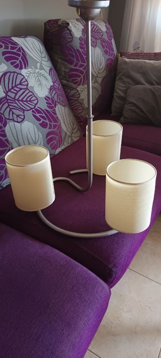 Lámpara techo 3 luces - beige, plata