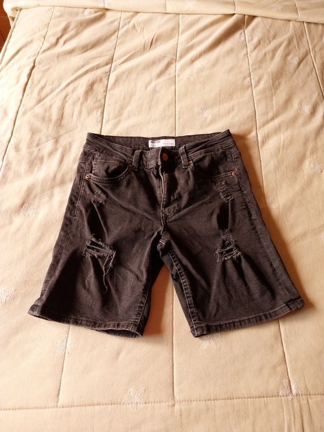 Shorts vaqueros negros niño Bershka talla 36