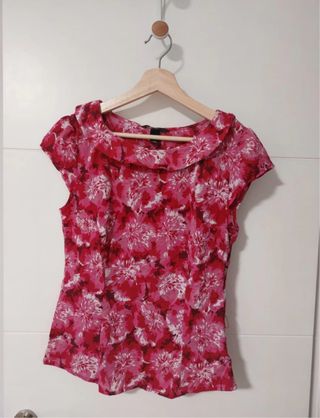 Blusa H&M flores rosa-rojo