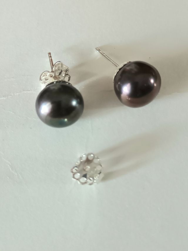 Pendientes perlas 10mm plata ley