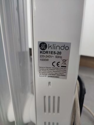 Calefactor Klindo KOR1E5-20 1000W