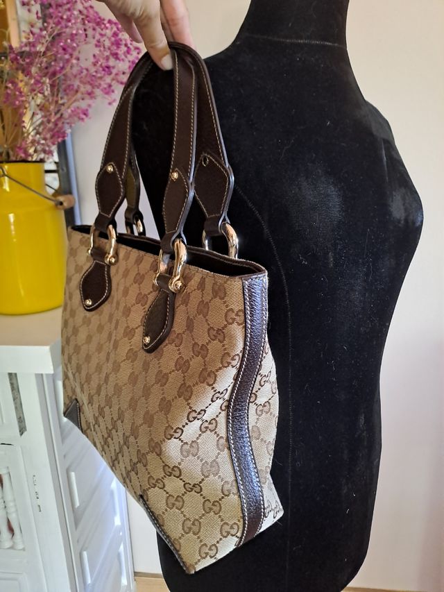 Bolso Gucci Canva Tote 2 x 1 Beige y Marrón