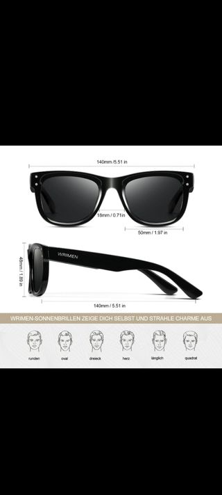 Gafas sol unisex polarizadas negras