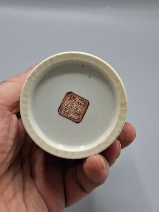 Porta pinceles en porcelana china pintado a mano