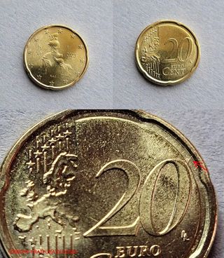 4 Monete Euro 20 cent con vari Errori / Difetti