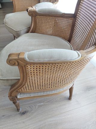 2 Sillones clásicos madera mimbre