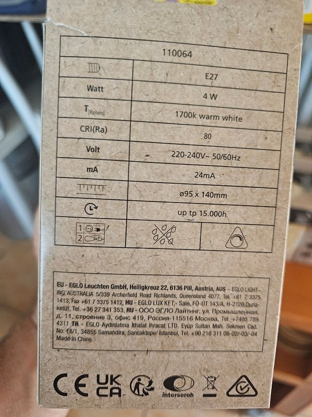 Lampadina LED EGLO Vintage 4W E27