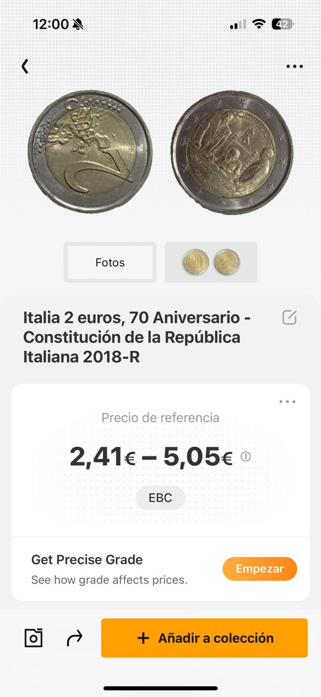 2€ Italia 70 Aniversario Constitución