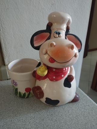 Portavaso mucchina in ceramica