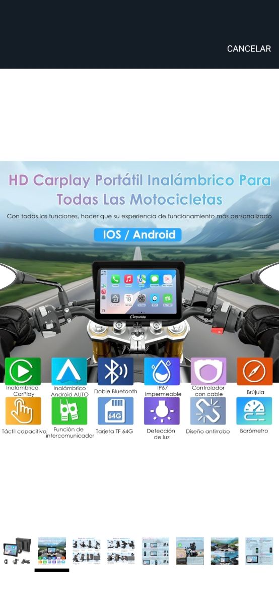Pantalla moto CarPlay/Android Auto inalámbrico