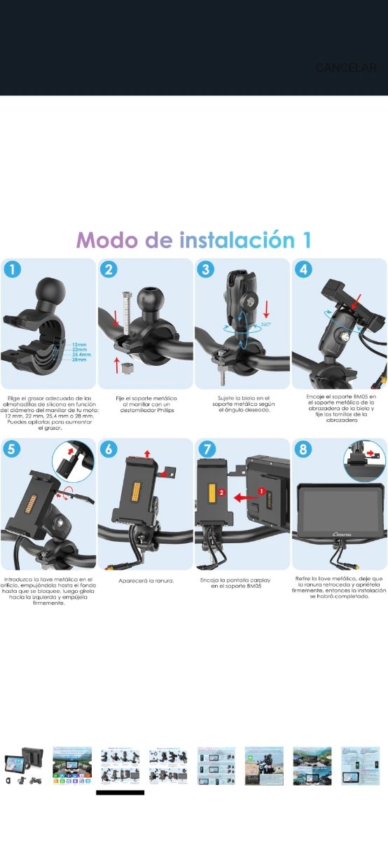 Pantalla moto CarPlay/Android Auto inalámbrico