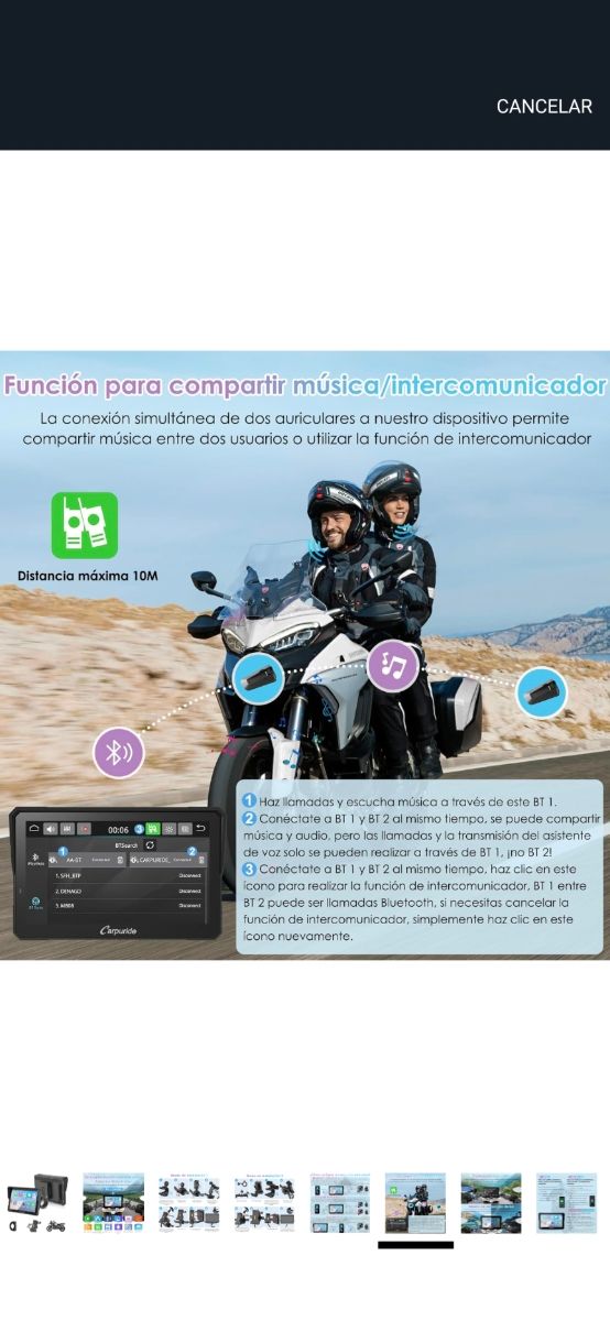 Pantalla moto CarPlay/Android Auto inalámbrico