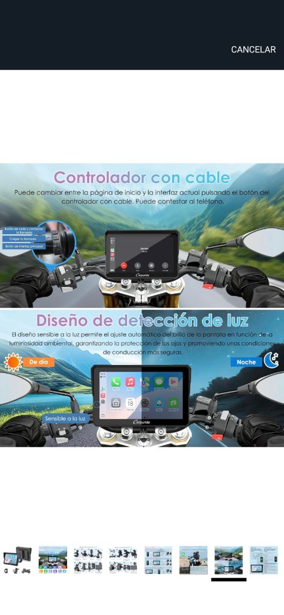 Pantalla moto CarPlay/Android Auto inalámbrico