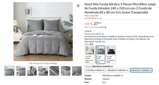 Funda nórdica microfibra gris - 3 piezas